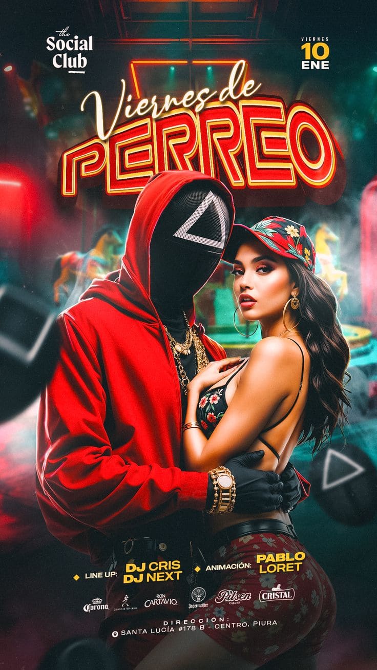 Diseño de flyer creativo para evento nocturno